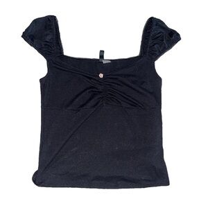 H&M Coquette Black Puff Sleeve Top
